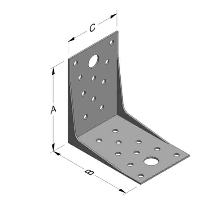 Corner Connector - KLASEBO - 89x89x60x1.5 Mm - S250GD+Z275 Steel - 20µm Galvanized - Reinforced Rib
