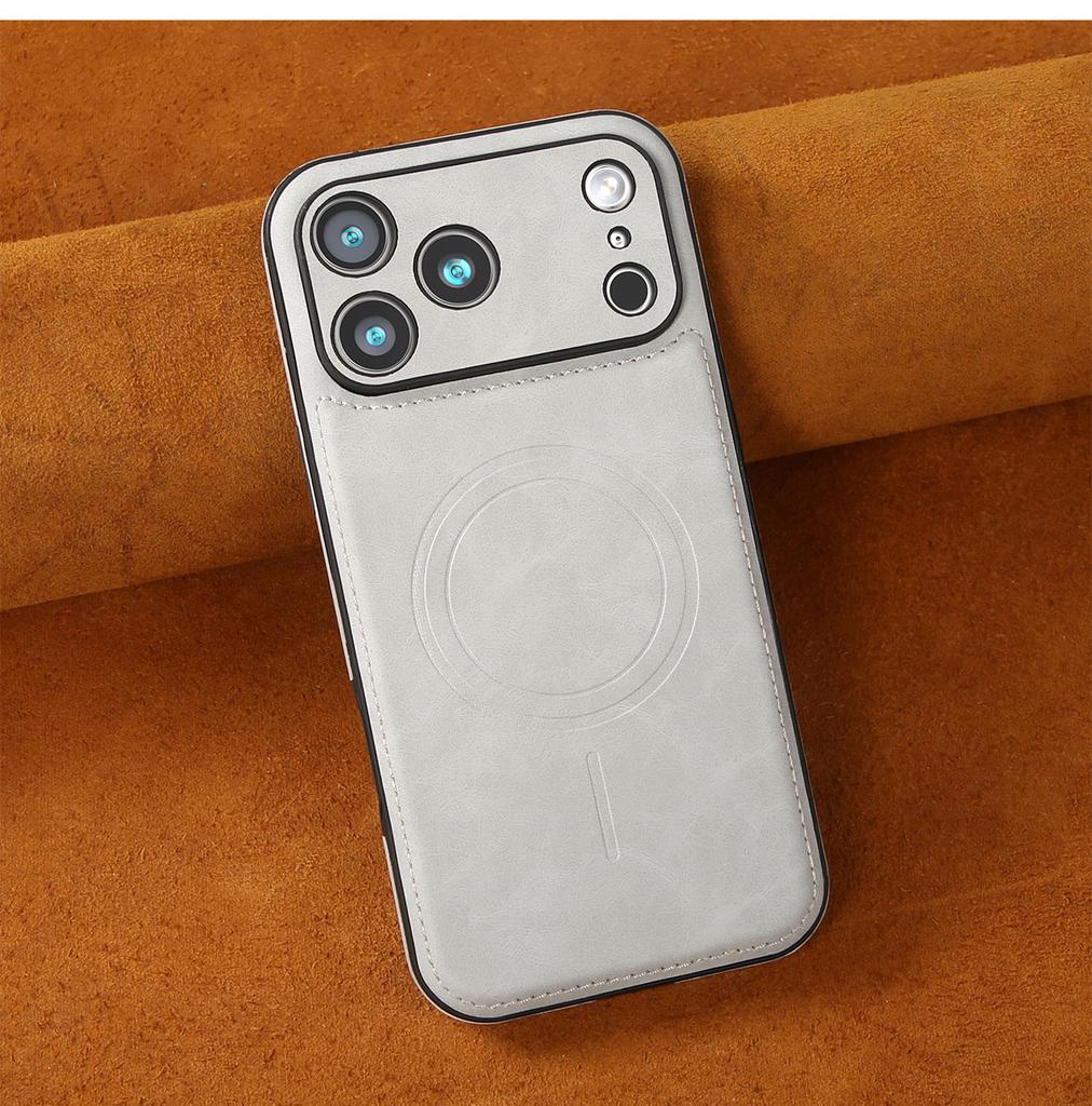 Luxury Cowhide Leather Lens Protection Case for iPhone 17 Pro Max Air 16 Pro 16e 15 Plus 14 13 12 Wireless Charging Phone Cover
