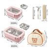 Picnic Portable Large Capacity Bento Lunch Box 1/2 Grids Leak-proof 304 Stainless Steel Food Container Microwave Safe