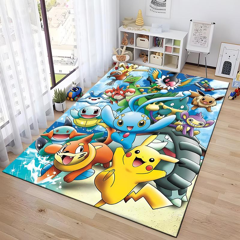 3D Pokemen-Pikachu Carpet Yoga Living Room Decor Children's Crawling Mat Doormat Living Room Rug Gifts for Family Kids Potdemiel