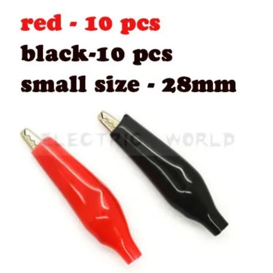 

28mm Black and Red Crocodile Clip 10pcs/lot G98 Electrical Clamp for Testing Probe Meter with Plastic Boot Metal Alligator Clip