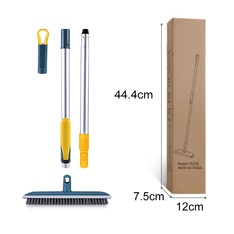 Jesun Long Handle Floor Brush  2 in 1 Bristle Floor Tile Cleaning TPR Squeegee Telescopic Pole Hangable Floor Scrub