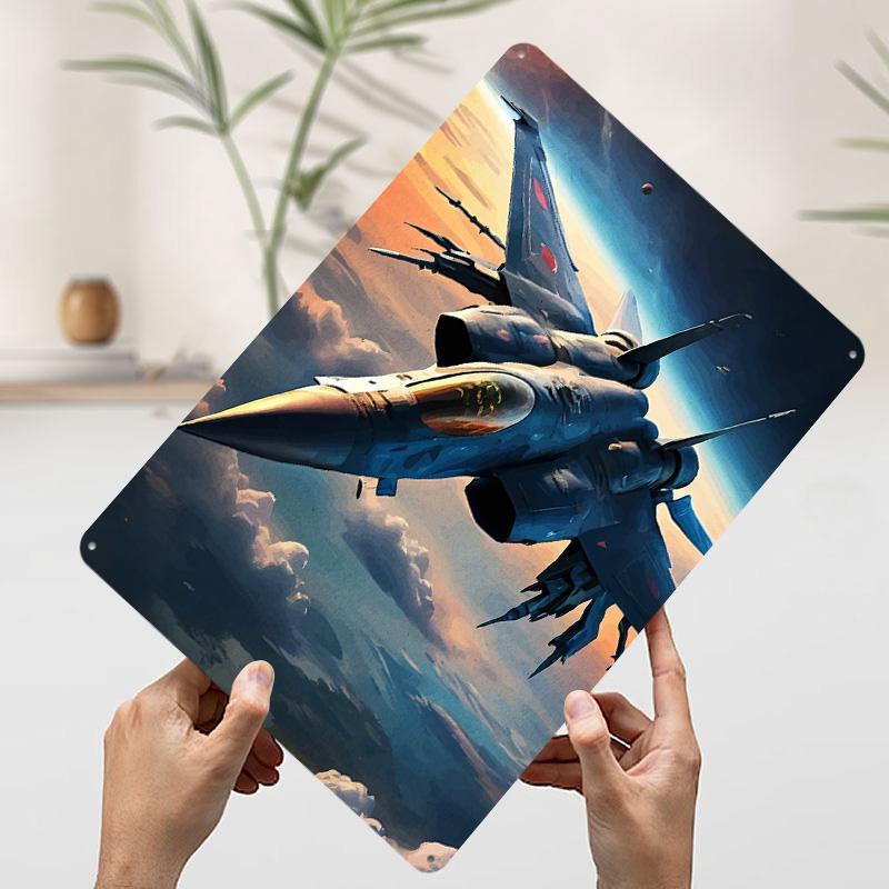 

Fighter Jet Soaring Through the Sky Poster Customized Wall Art Vintage Metal Signs Retro Tin Plaque for Man Cave House Decor 7.9x11.8In(20x30cm)