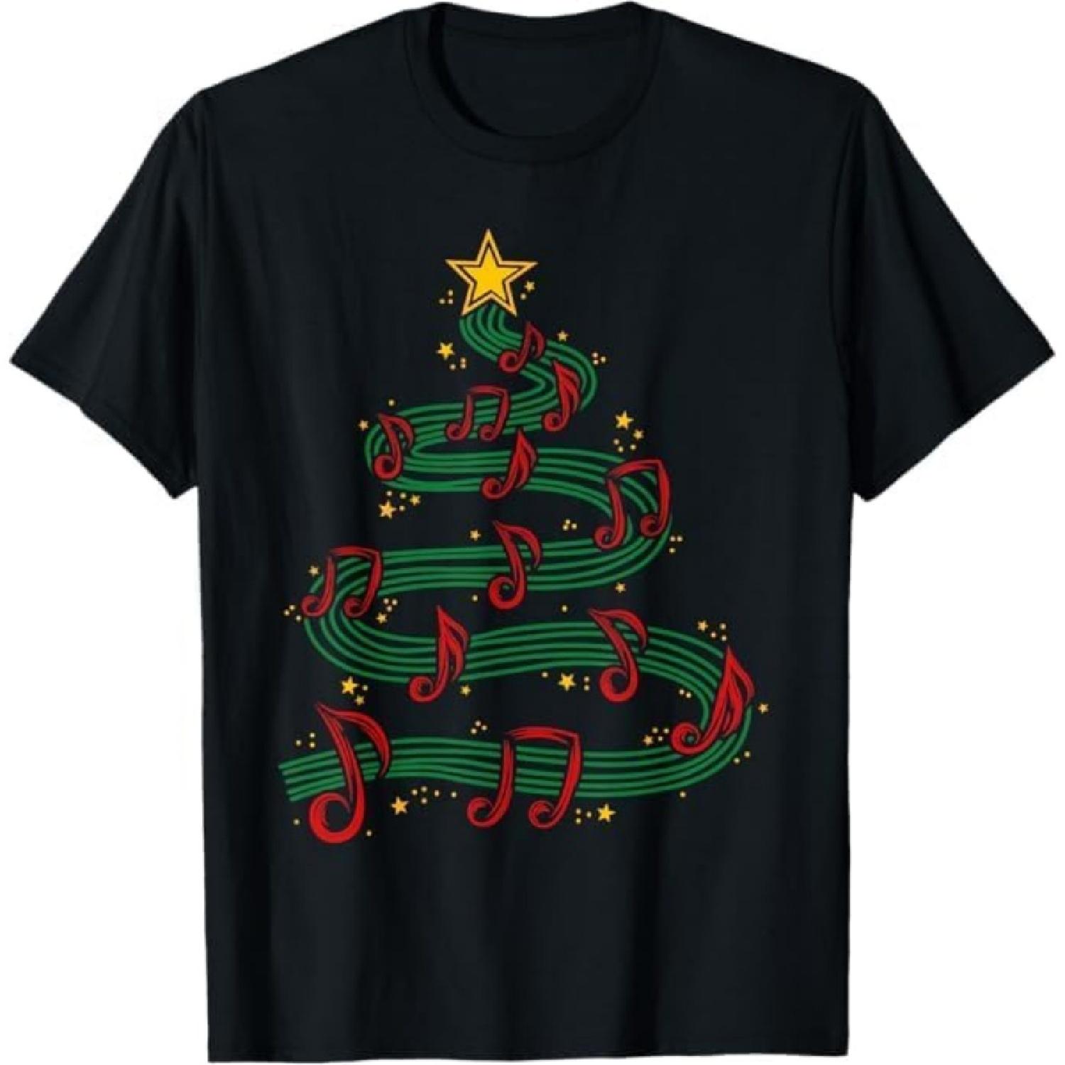 Christmas Tree Musical Notes Song Musician Sing Carols Music T-Shirt NDSP Mens Womens Tank Top Sweatshirt Hoodie 680 Black XXXXXL разноцветный
