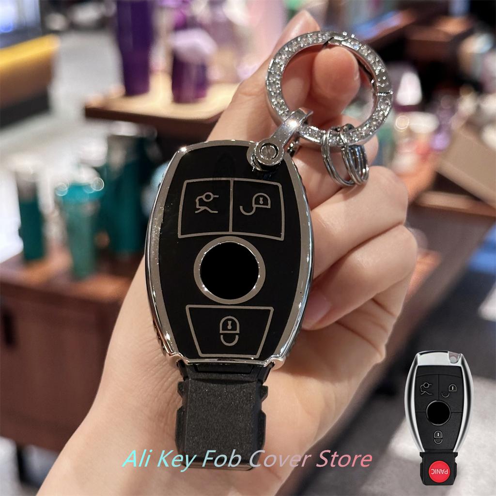 Key Fob Cover Leather Keychain for Mercedes Benz C E M S CLS CLA GLK GLA GLC GLE AMG Class Girly Cute TB7