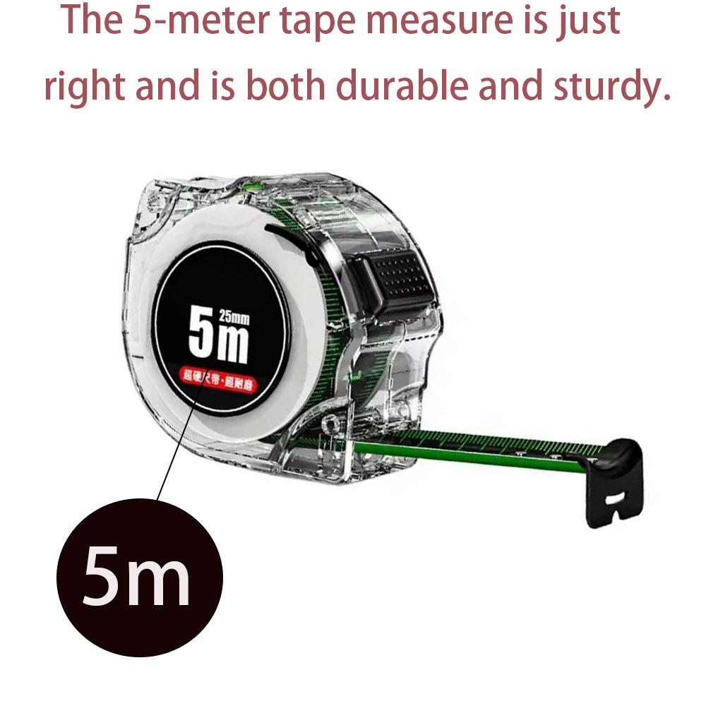 

10M черная флуоресцентная рулетка Высокоточная стальная метрическая лента Выдвижная линейка Износостойкая и устойчивая к падениям рулетка