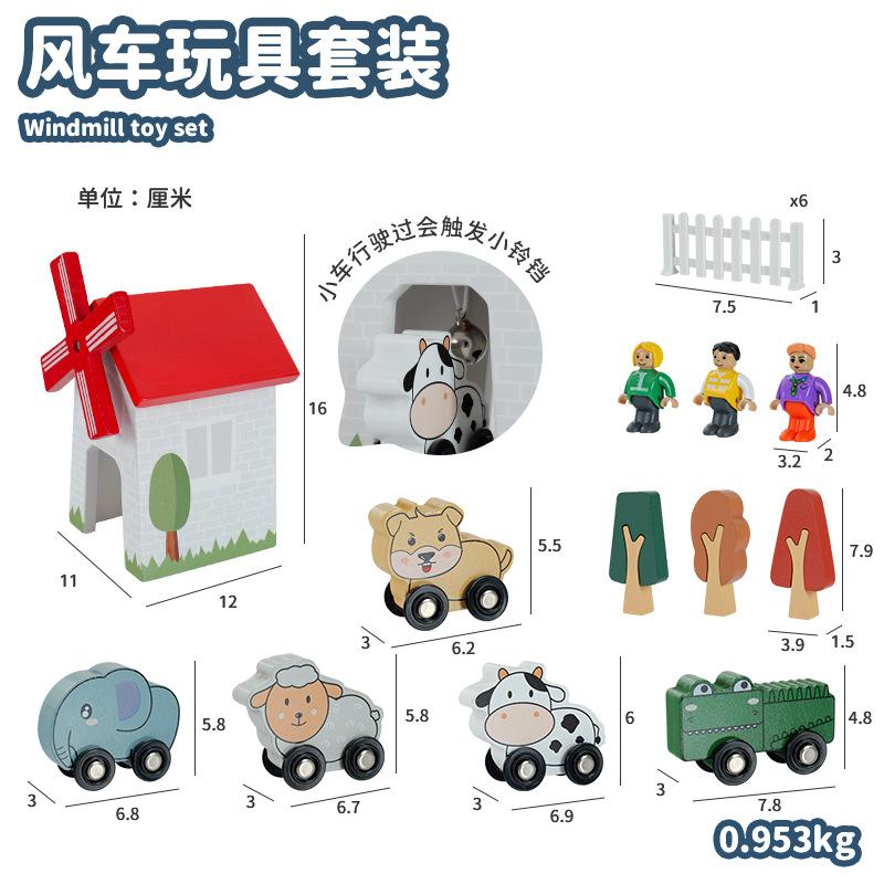 Wooden Train Track Set Magnetic Car Toy Crane Works Rescue Children Assemble Educational Toys For Kids Wooden Rail