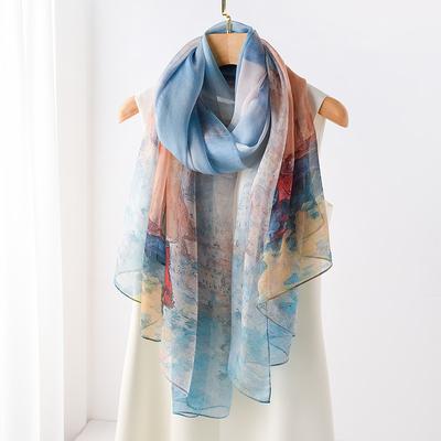 New Large Yarn Scarf Emulated Silk Scarf High-end Spring and Summer Sun Protection High-end Mother Thin Fashion Scarf