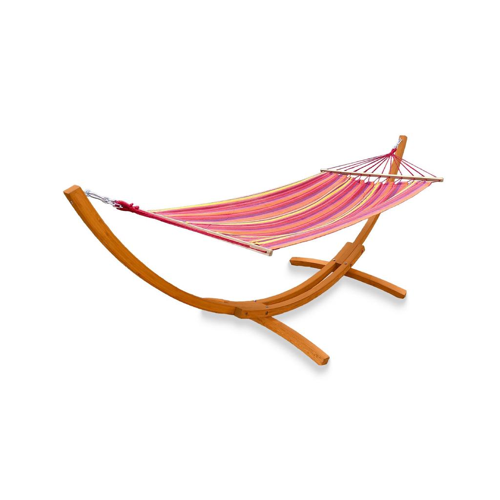 Outdoor Balcony Rocking Chair and Swing Hammock with Wooden Stand