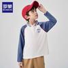Romon Boys' Long-Sleeve Cotton Polo T-Shirt