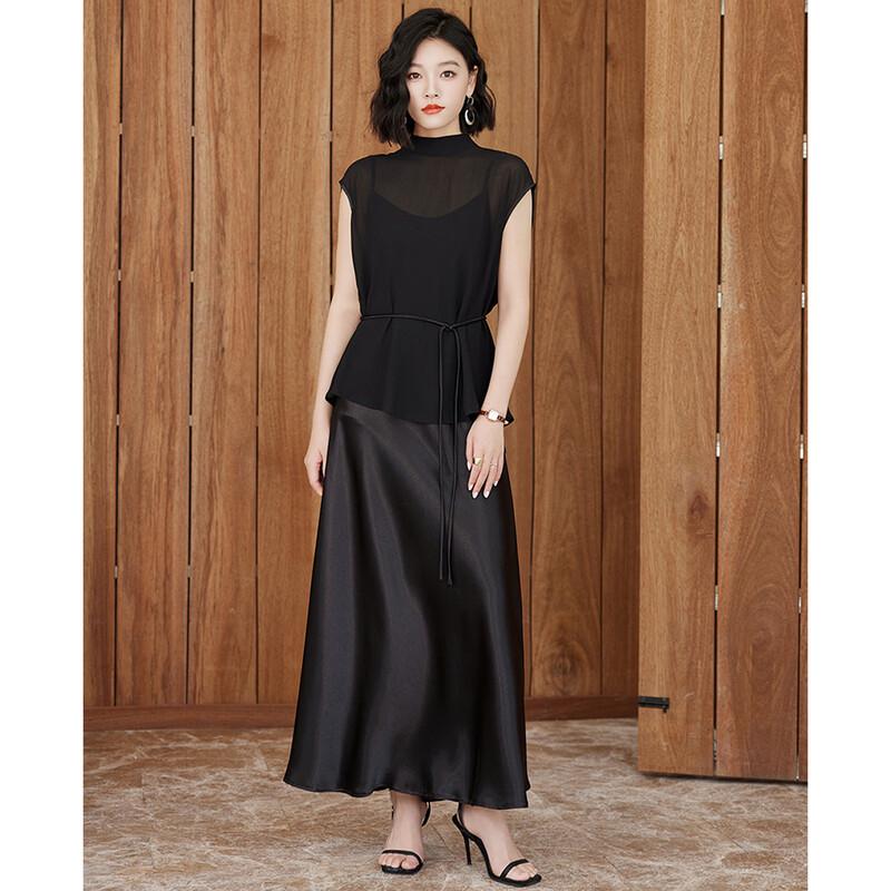 Women s 2026 Summer Elegant Two-Piece Thin Top & Suspender Dress Set M