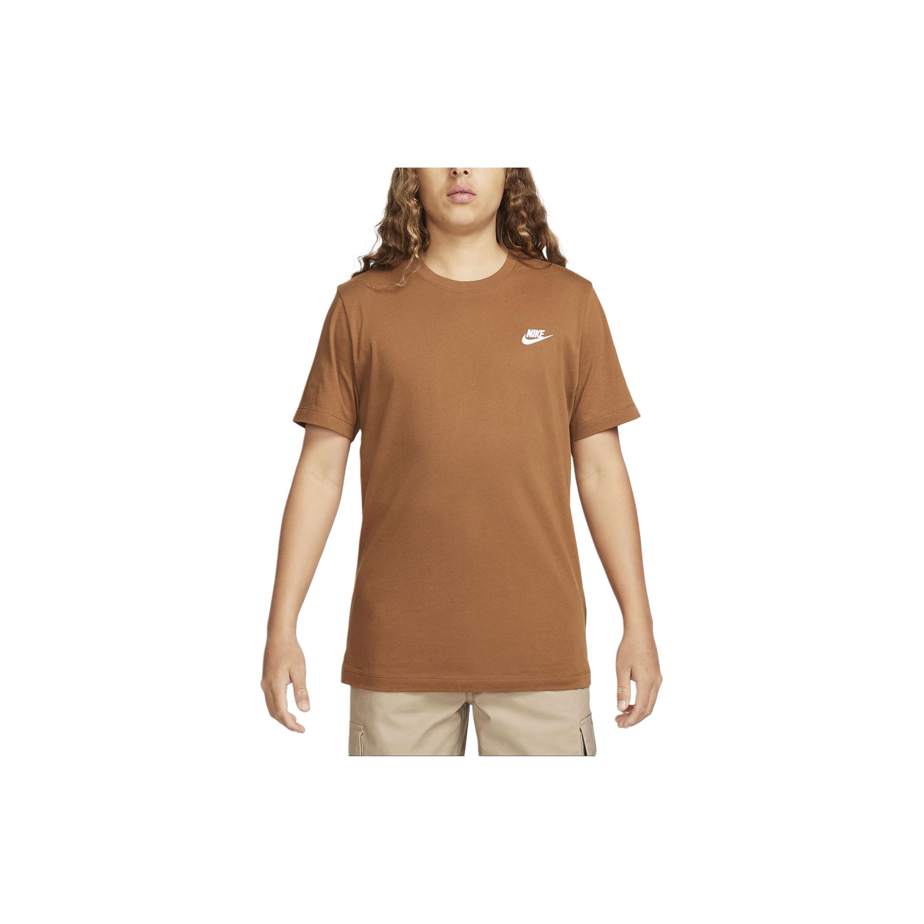 

Nike Sportswear Club Solid Color Round Neck Casual Short Sleeve T-Shirt Men Tops Brown AR4999-281 XXL