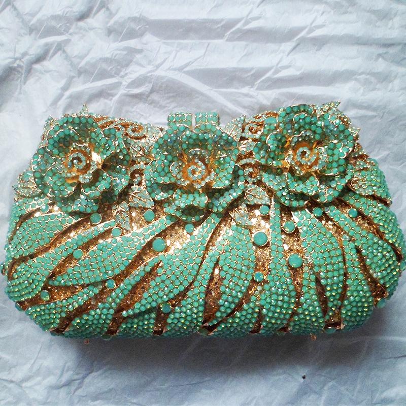 Diamonds White Clear Women Evening Bag Luxury Flower Rhinestone Clutches Crystal Handbag 32 Colors Wedding Bridal Party Purses