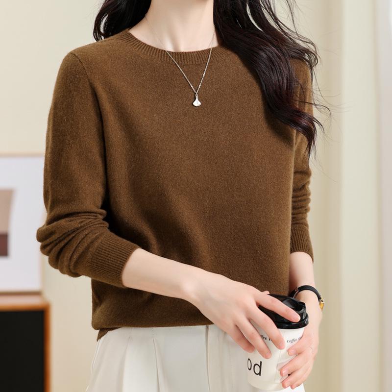 Women's 100% Pure Cashmere Round Neck Sweater - Autumn Winter Collection