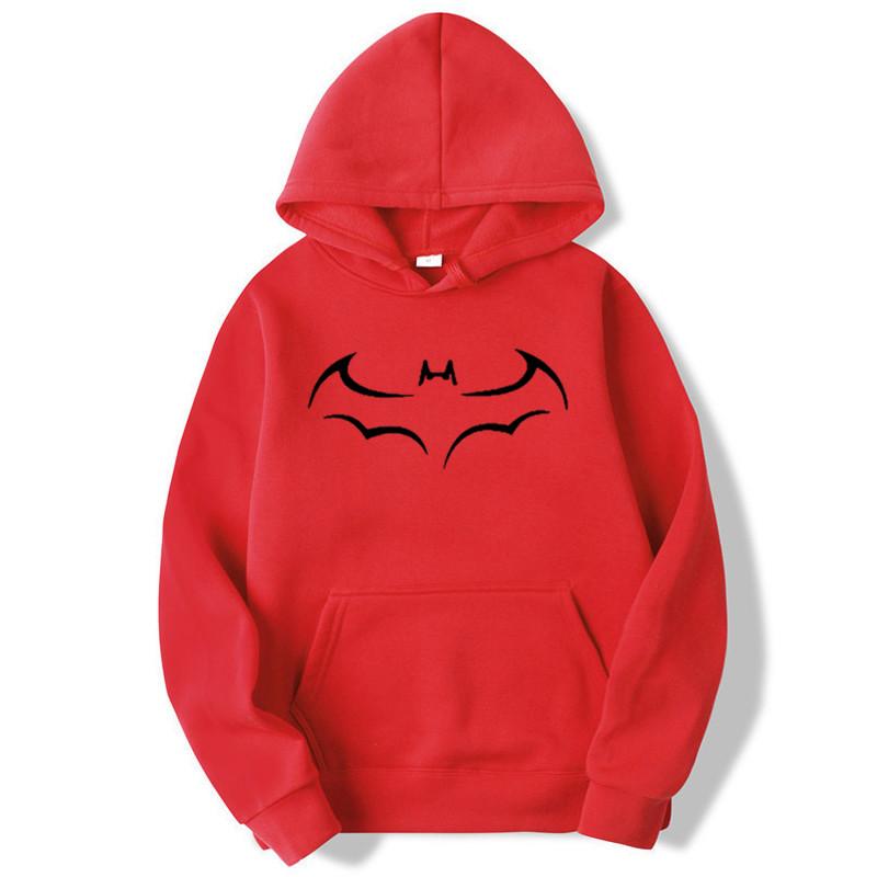 Moda Yarasa Baskılı Erkek Kapüşonlu Sweatshirt Sonbahar Kış Kapüşonlu Eşofman Üstü Günlük Erkek Kapüşonlu Sweatshirt Ceket Sudadera Hombre Kapüşonlu Sweatshirtler Erkek