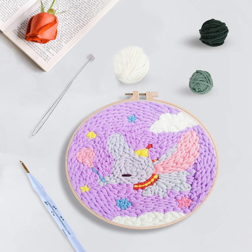 Punch Needle Starter Kit DIY Handicraft Kit for Beginners Adults Dumbo Needle Punch Embroidery Kit DIY Crafts Gift
