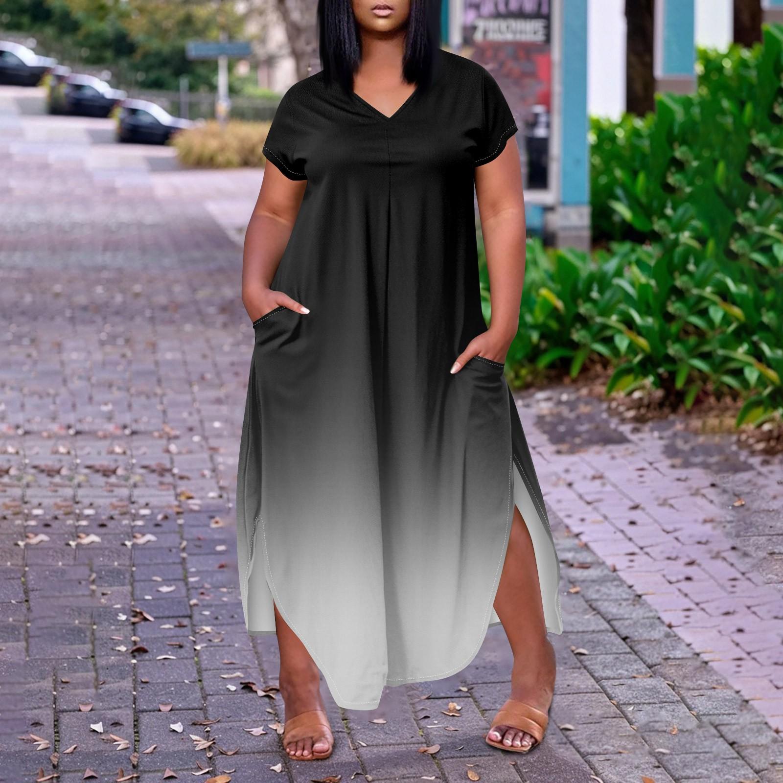 

Женское повседневное платье с коротким рукавом и круглым вырезом больших размеров Temperament XXXXXL чёрный