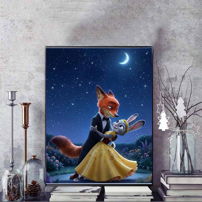 Disney Diamond Painting Judy  Nick Dancing Under The Stars Cartoon Movie Cross Stitch Embroidery Handmade Gift Home Decor
