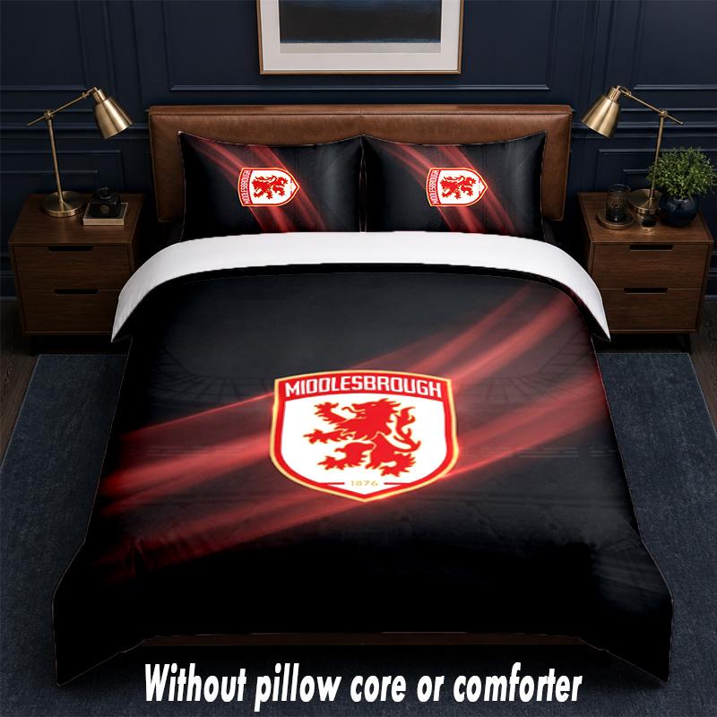 Set Biancheria da Letto Design Middlesbrough FC 1 Copripiumino + 2 Federe Morbido Traspirante Biancheria da Letto per la Casa