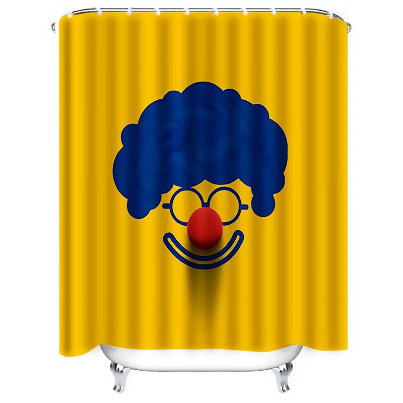 

Clown Theme Shower Curtain For Kids And Adults Waterproof And Durable Bright Yellow With Blue Hair Design Perfect For Home Decor W60H190(CM)-1 Pcs