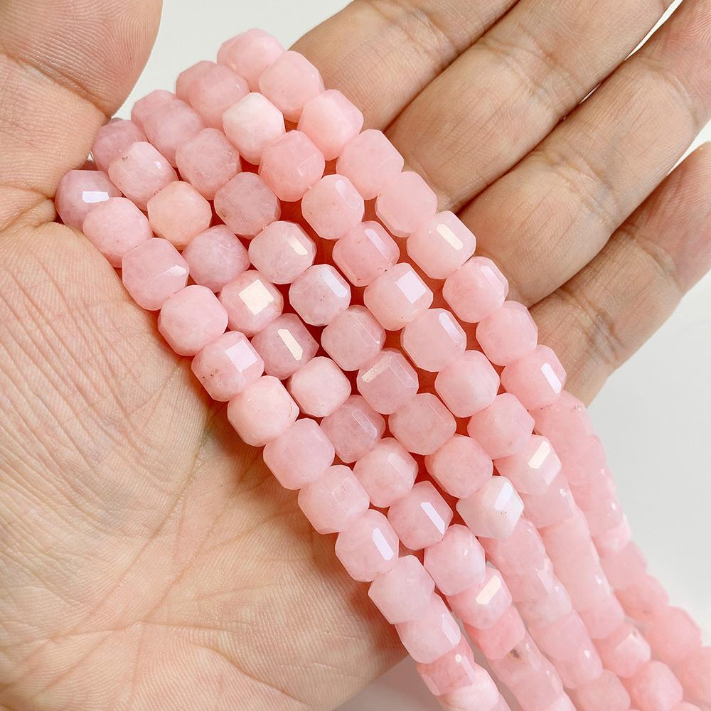 7-8MM Faceted Square Shape Chalcedony Natural Stone Loose Cube Spacer Beads for Jewelry Making Diy Bracelet Accessories