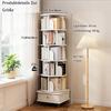 Libreria Rotante a 6 Piani, Scaffale Rotondo a 360 Gradi, Ruote e Cassetto, Scaffale Salvaspazio per Stanze Piccole – Ideale per Camera da Letto, Soggiorno, Casa, Ufficio