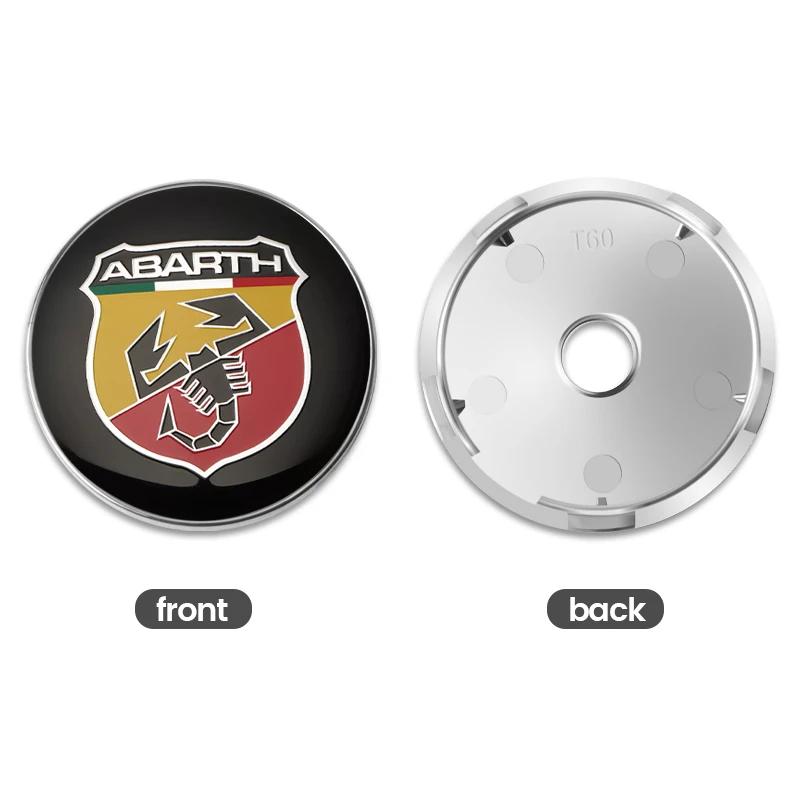 4Pcs 56mm 60mm Car Wheel Hub Center Cap For FIAT Abarth 500 Pulse Panda Tipo Strada 600 500L Rim Cover Emblem Stickers Accessory