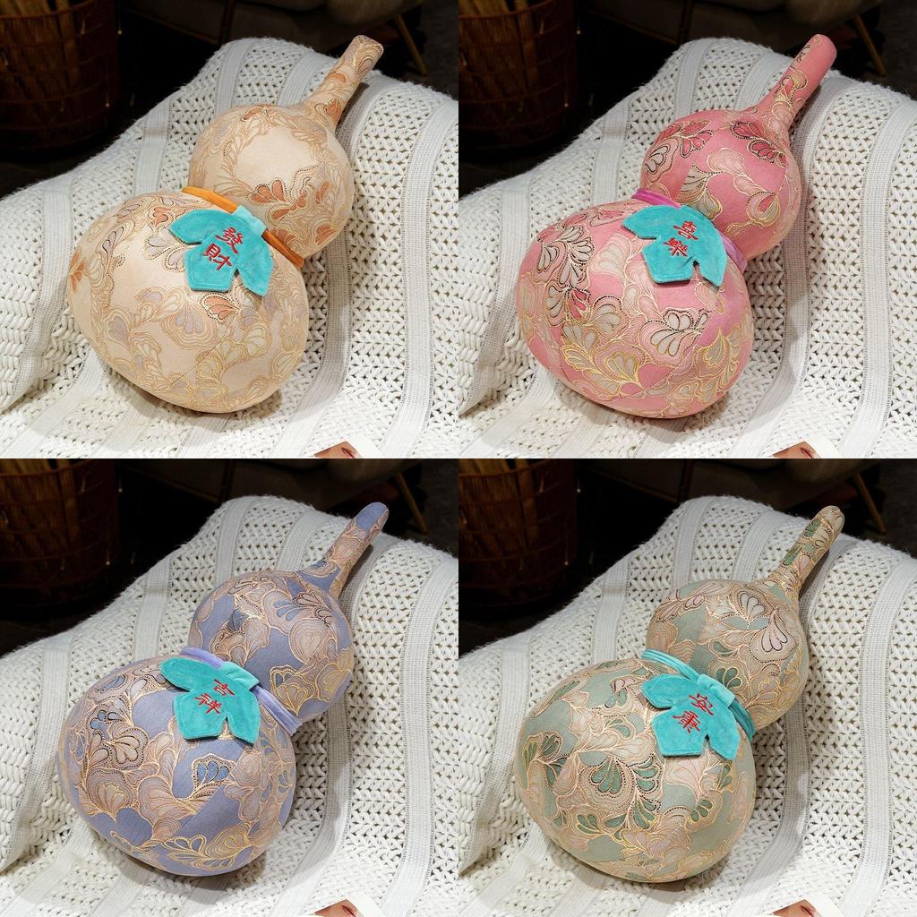 Cultural Feng Shui Gourd Plush With Gold Foil Embellishments For Home Decor