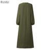 ZANZEA Women Casual V-Neck Long Sleeve Elegant Long Dress
