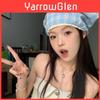 Y2k Gingham Cotton Cat Ear Beanie With Sun Protection For Summer And Autumn Wear