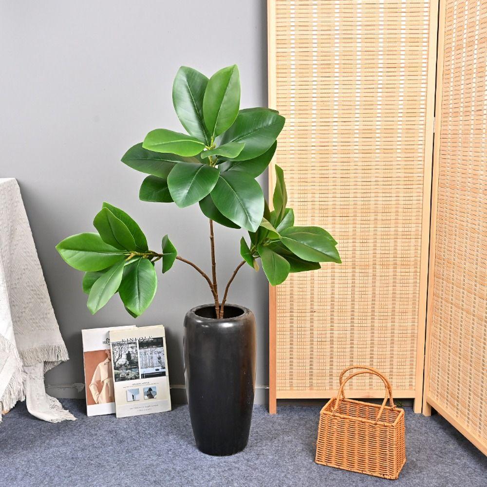 

Lifelike Fake Magnolia Plant 1-3 Forks Simulated Green Plants Wedding Party Decor