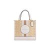 Bolsa Dempsey 22 Tira de logotipo listrada Presbiópica Tecido com couro de vaca Bolsa Tote Bolsa Tote bolsa de compras ombro transversal tamanho pequeno feminina