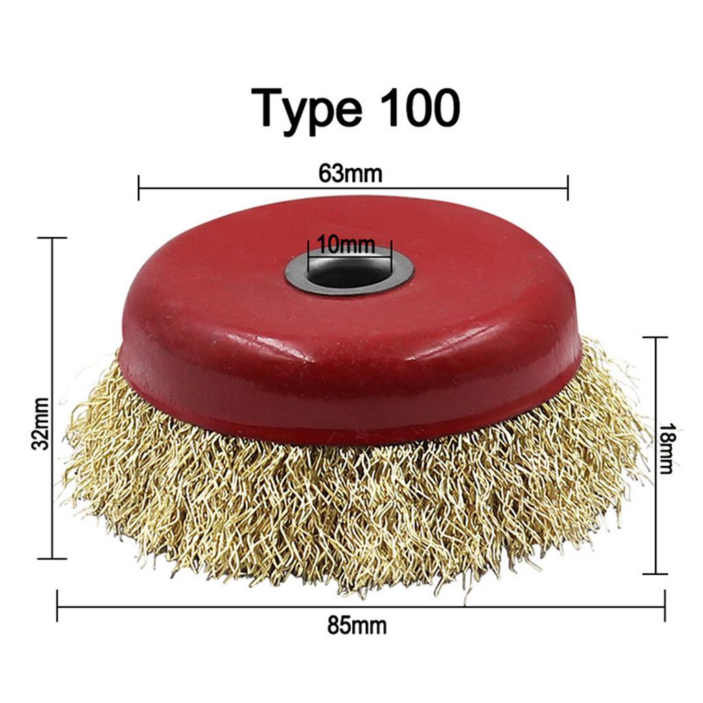 Inner Hole 10/16mm Wire Cup Brush for Drill Brass Coated Steel Crimp Wire Wheel Angle Grinder Remove Rust Deburring