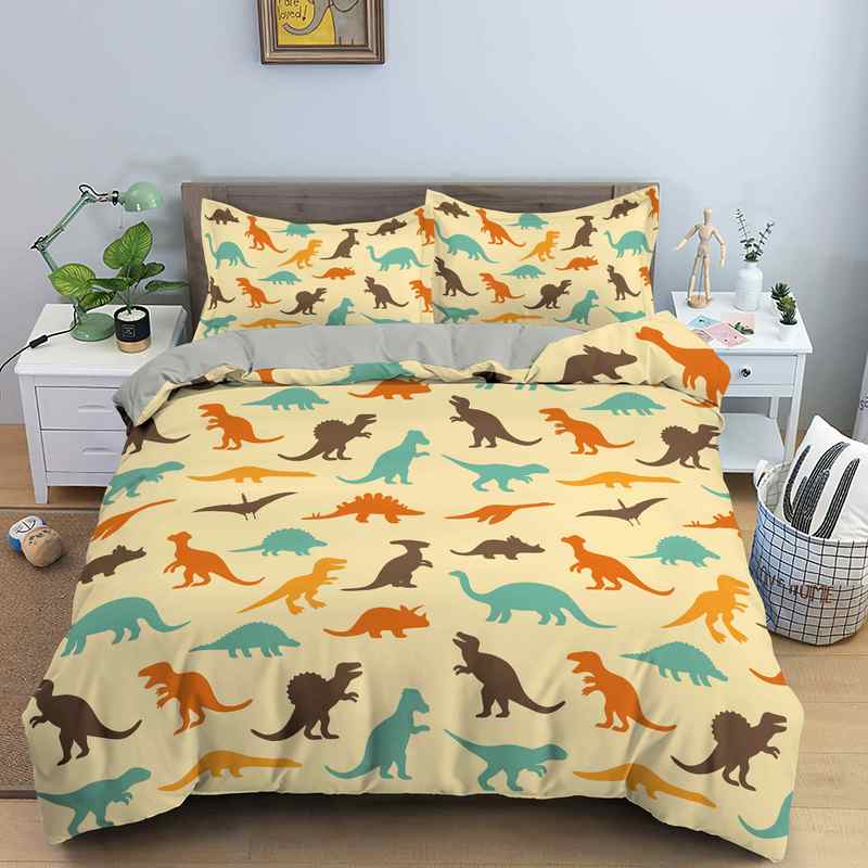 Comforter Cartoon Dinosaur Animal Bedding Set 3D Print Comforter For Kids Girl Boy Bedroom Double Single Size