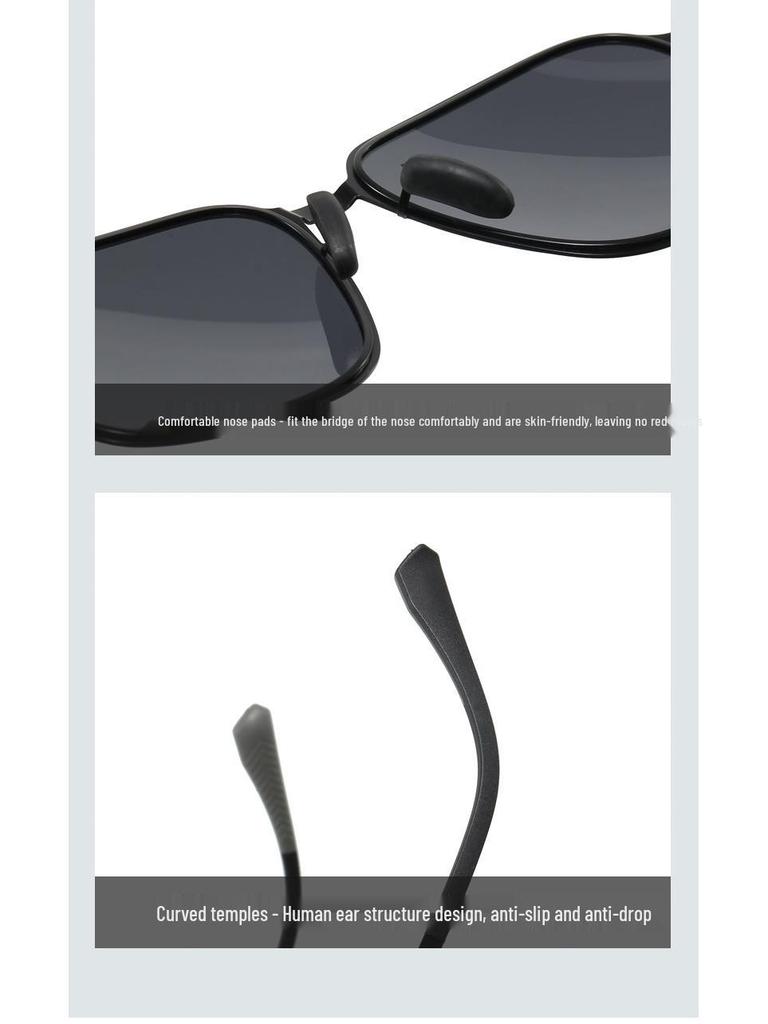 Men's Lightweight Polarized Metal Sunglasses - UV Protection, Black Outdoor Design