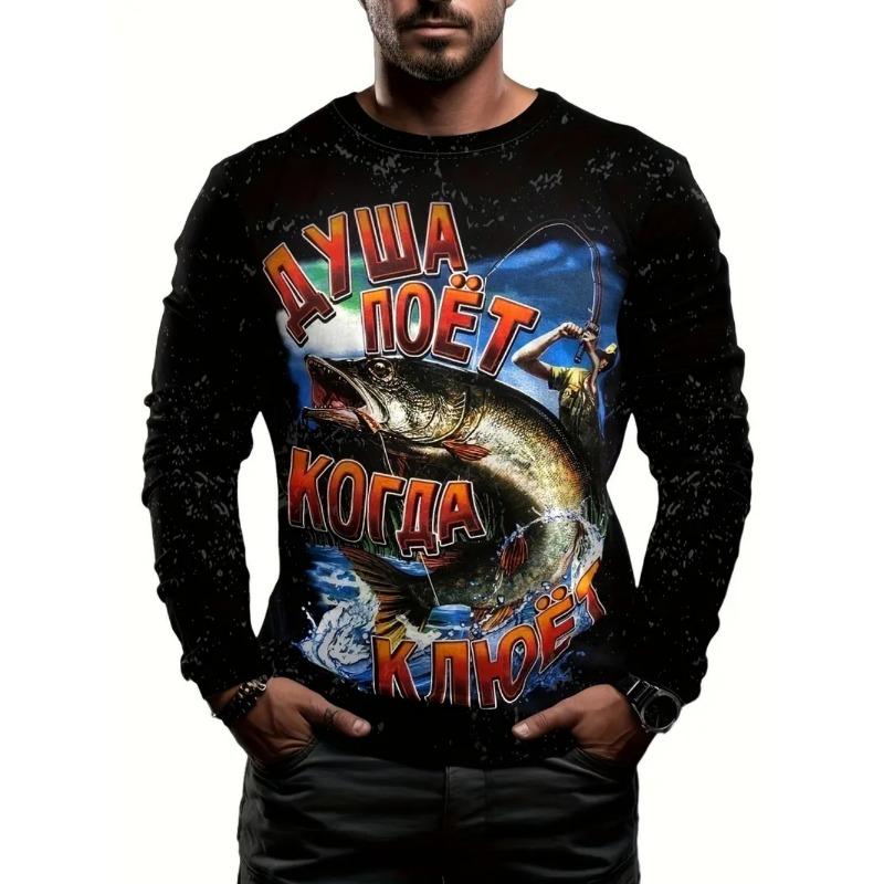 Samurai Cat T-Shirt for Men Funny Animal 3D Graphic Men's Long Sleeve Tee O-Neck Men's Clothing Japanese Anime Style Y2k Tops