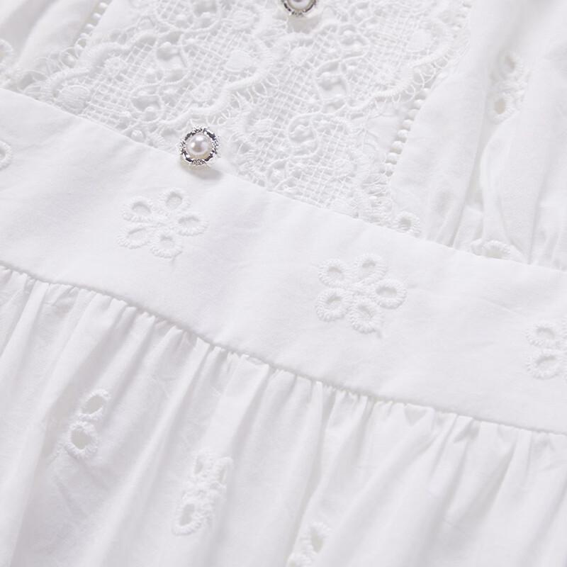Xiangying French V-Neck Cotton Jacquard Midi Dress