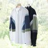 Men's Color Block Roll Up Sleeve Button Down Shirt Casual Cotton Streetwear Top