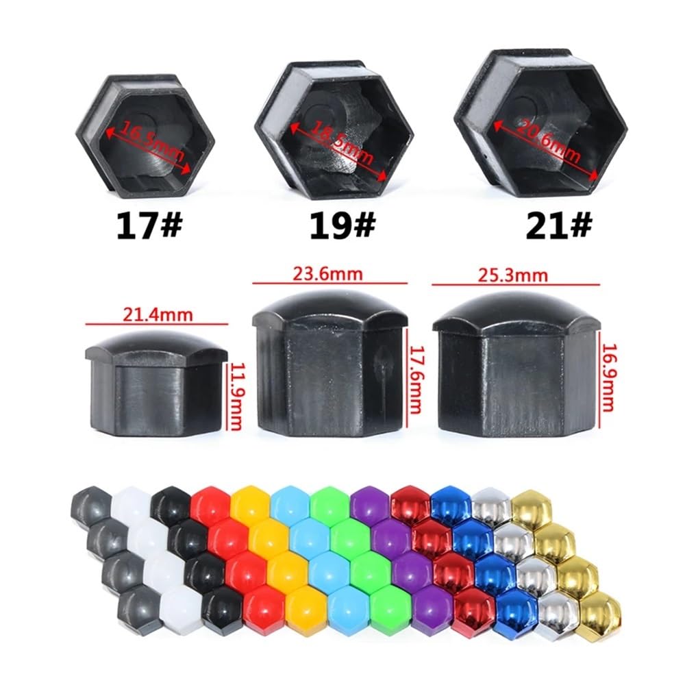 20pcs 17/19/21mm Car Wheel Nut Cap Protective Cover Cap Anti- Auto Hub Screw Cover