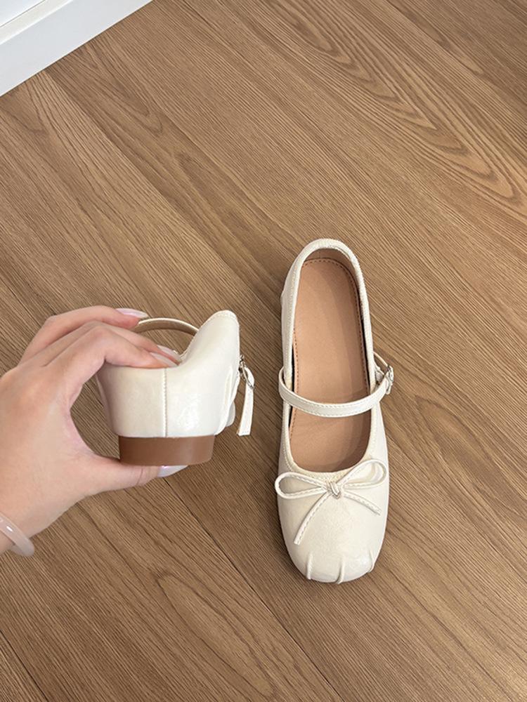 Fashion 2025 New Mary Jane Flat Shoes Women's Summer Korean Style French Gentle Fairy Casual Polyurethane Upgraded Version Rubber Sole