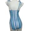Year one-piece small fresh stripe print suspender fashion swimsuit backless white and thin low split