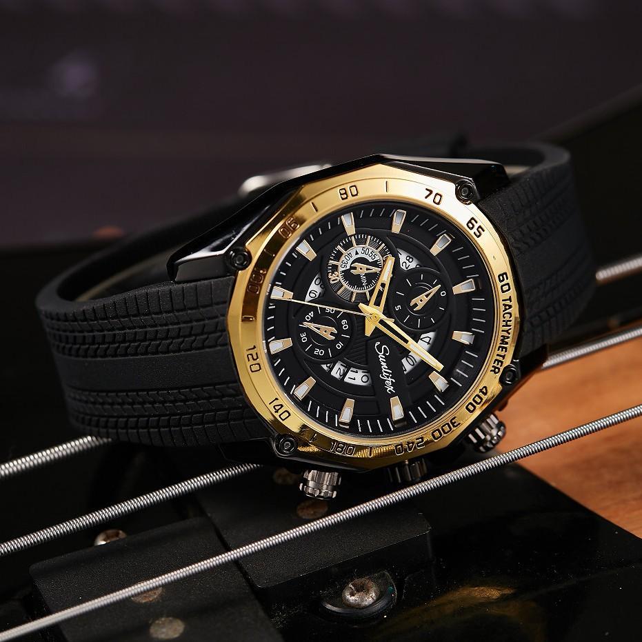 Fashion Decoration Silicone Sports Alloy Men'S Watch Hollow Calendar Quartz Watch