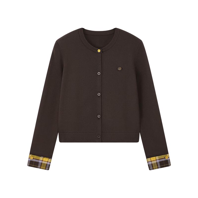 ELLE KIDS Girls' Casual Plaid Knit Cardigan