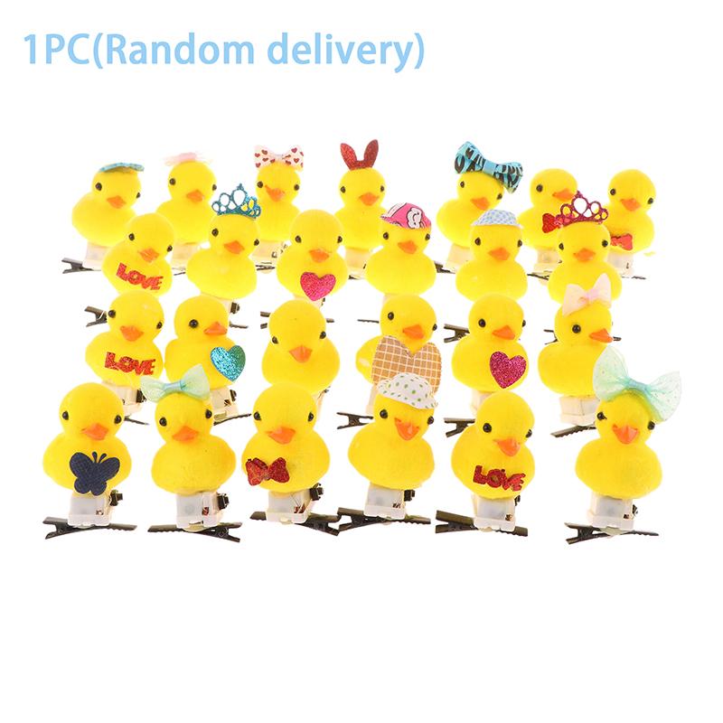 1Pc Cartoon Light Up Little Yellow Duck Spring Hairpin Cute Personality Children S Hair Accessories Headwear A2