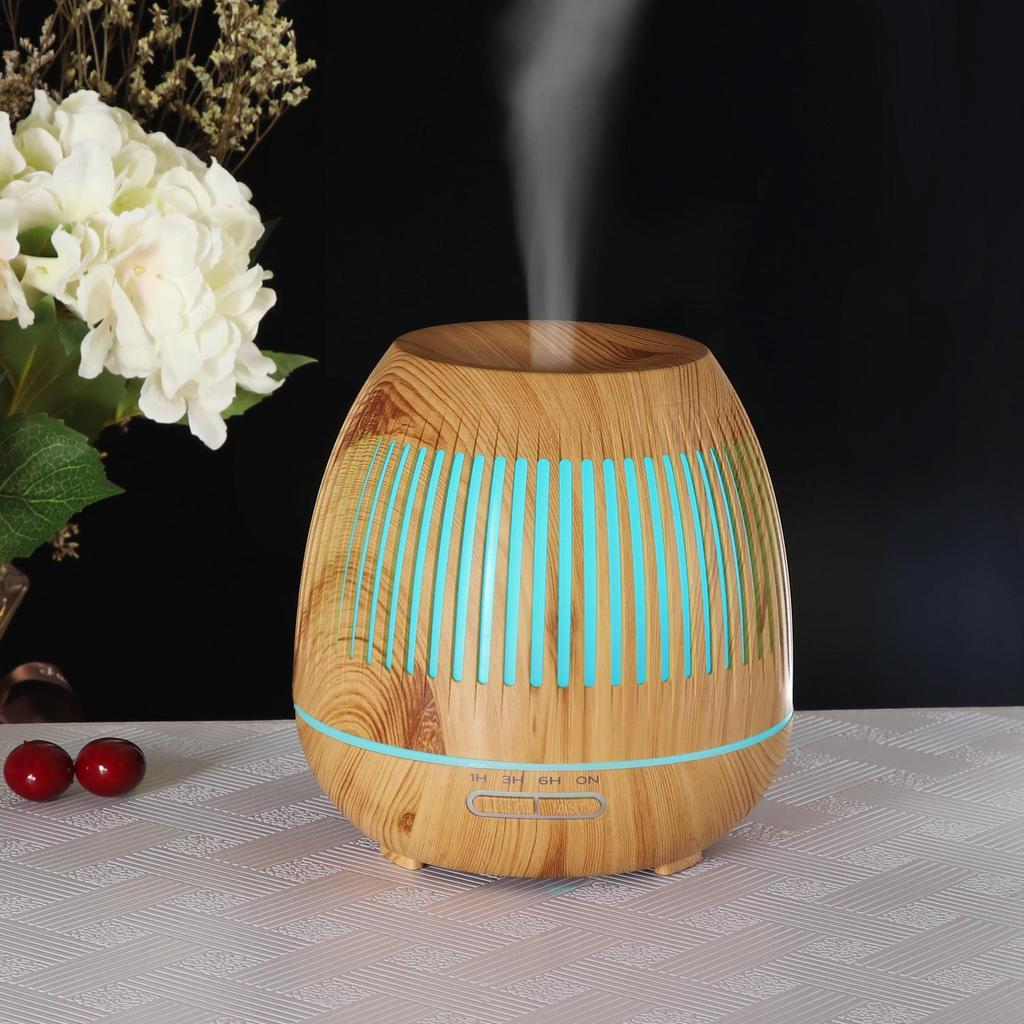 500ml Wood Grain Aromatherapy Diffuser & USB Humidifier - Large Capacity, Retro Design