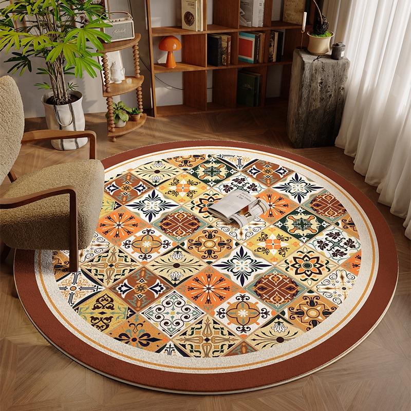 Round Living Room Carpet American Retro Carpets for Bedroom Rug Bedside Floor Mat Modern Creative Minimalist Home Decor Rugs