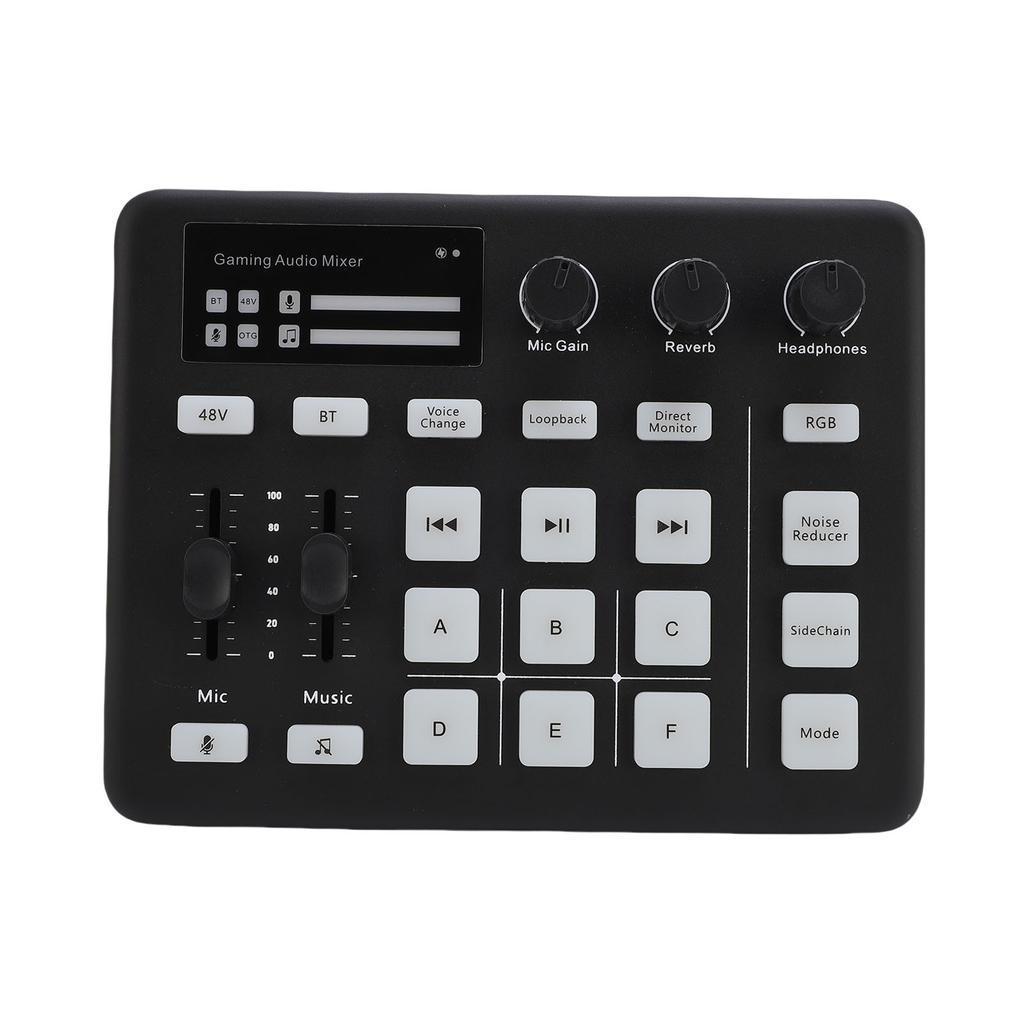 Gaming Sound Mixer Bluetooth 5.0 Type C Live Sound Card with RGB Light for Live Streaming Podcasting