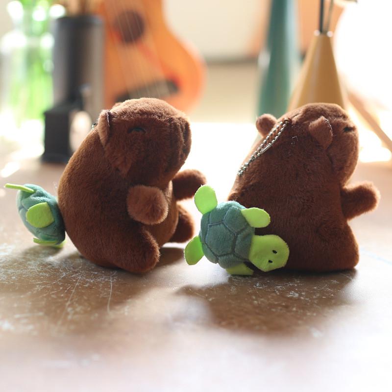 Keychain Capybara Plush Toy With Wagging Tail Pp Cotton Filled Gift Idea