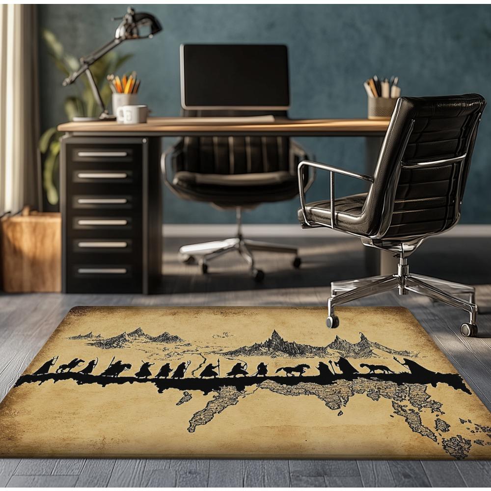 

Lord of the Rings MapCrystal Velvet Rug Fantasy Adventure Theme Living Room Floor Mat Middle Earth Inspired DecorativeCarpet for 50cm x 80cm