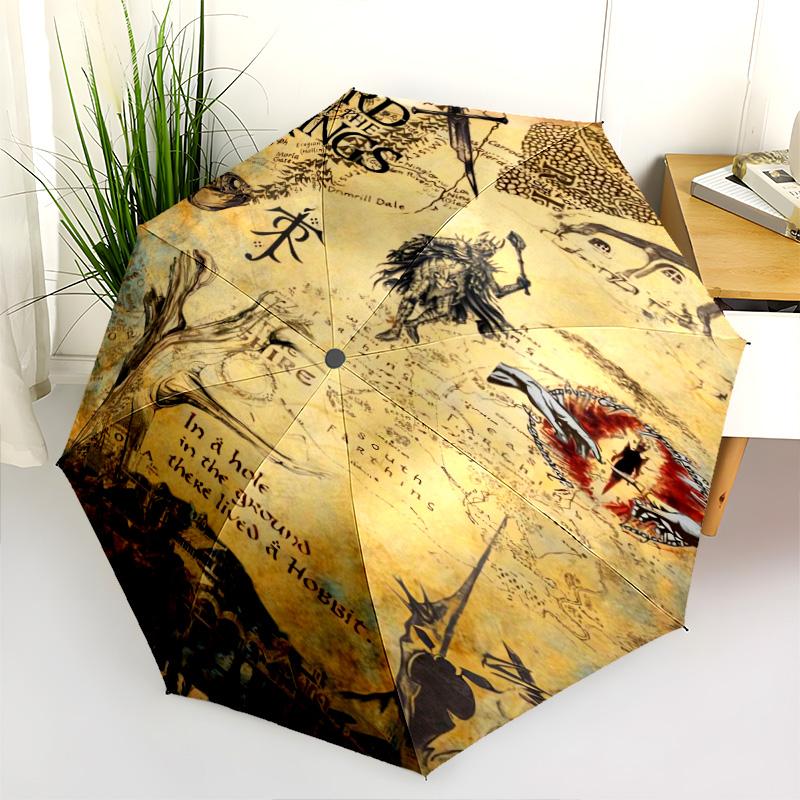 Fantasy Epic: Lord Rings Folding umbrella 8 paraphenoid bones Suitable for all seasons Umbrella outdoor travel